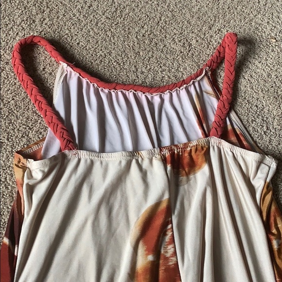 Rustic orange and tan colored mini dress - Picture 4 of 4